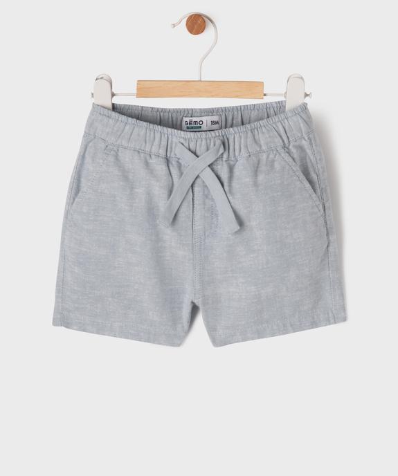Short en lin et coton avec taille ajustable bébé garçon vue1 - GEMO(BEBE DEBT) - GEMO