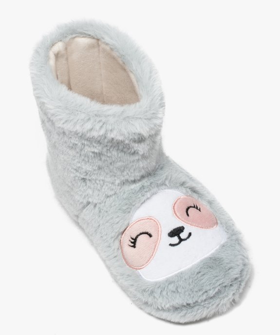 Chaussons fille boots brodés bébé phoque vue5 - GEMO 4G FILLE - GEMO