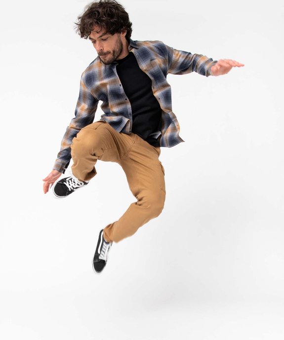 Chemise homme à manches longues et carreaux en flanelle vue6 - GEMO (HOMME) - GEMO