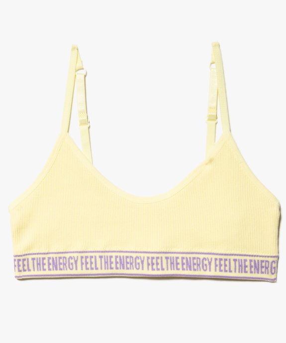 Brassière fille en maille côtelée à fines bretelles vue1 - GEMO 4G FILLE - GEMO