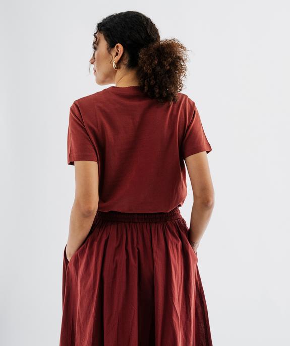 Tee-shirt manches courtes en jersey de coton imprimé à col festonné femme vue3 - GEMO(FEMME PAP) - GEMO