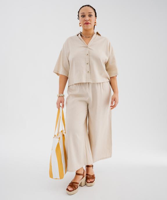 Pantalon large en viscose et lin femme grande taille vue4 - GEMO 4G GT - GEMO