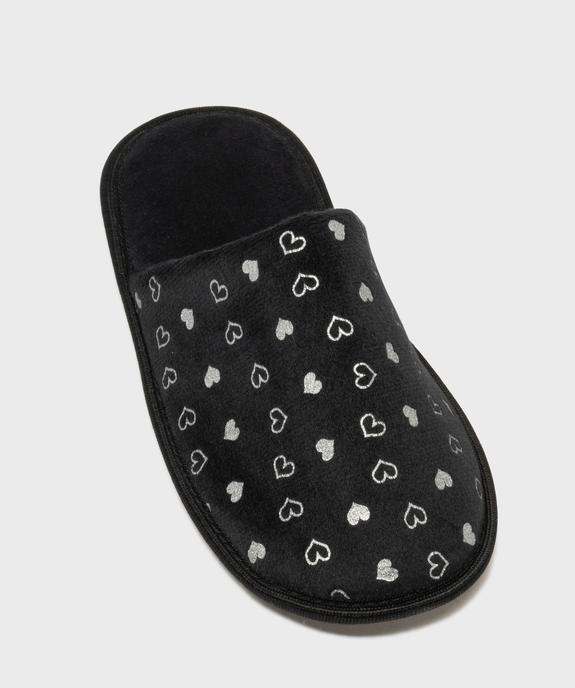 Chaussons mules en velours à motif cœurs brillants femme vue5 - GEMO(HOMWR FEM) - GEMO