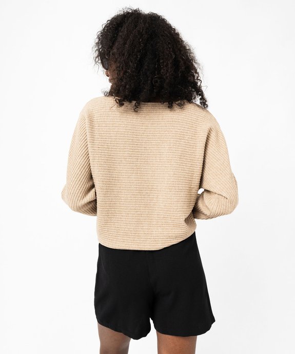 Pull scintillant en maille côtelée femme vue3 - GEMO(FEMME PAP) - GEMO