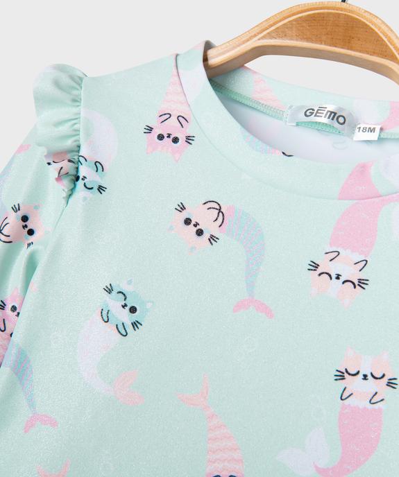 Tee-shirt de plage avec protection UVA et UVB à manches longues bébé fille vue2 - GEMO(BEBE DEBT) - GEMO