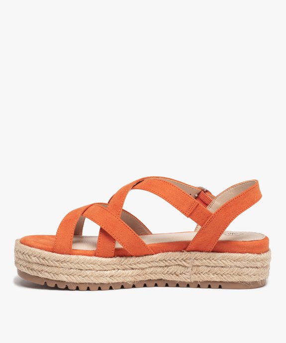 Sandales femme à semelle plateforme et brides en suédine vue3 - GEMO (CASUAL) - GEMO