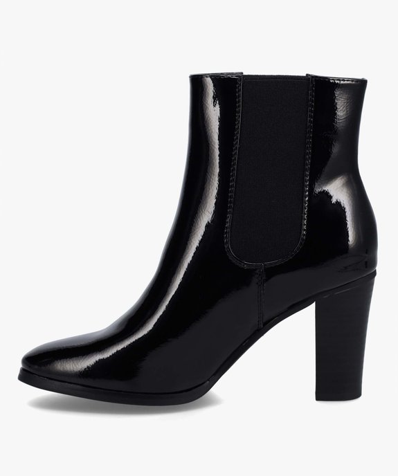 Boots femme style Chelsea à talon haut dessus verni vue3 - GEMO(URBAIN) - GEMO