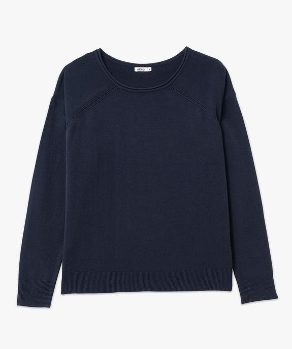 Pull fin à col rond finitions roulottée femme vue4 - GEMO(FEMME PAP) - GEMO