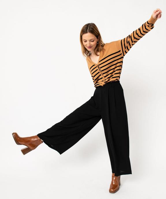 Gilet rayé à col V en maille fine et boutons fantaisie femme vue5 - GEMO 4G FEMME - GEMO