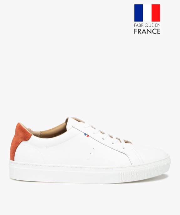 Baskets femme en cuir uni avec contrefort contrasté - Tanéo vue1 - TANEO - GEMO