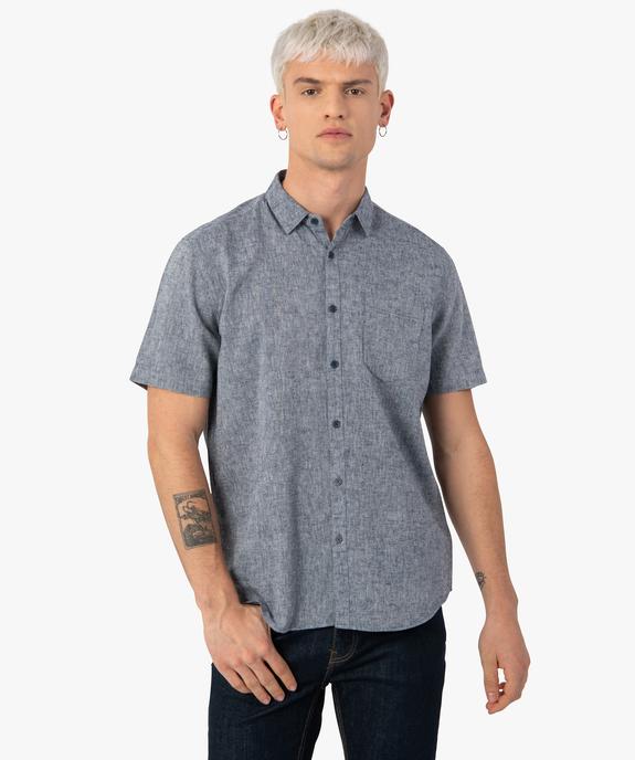 Chemise homme en lin et coton à manches courtes vue2 - GEMO (HOMME) - GEMO