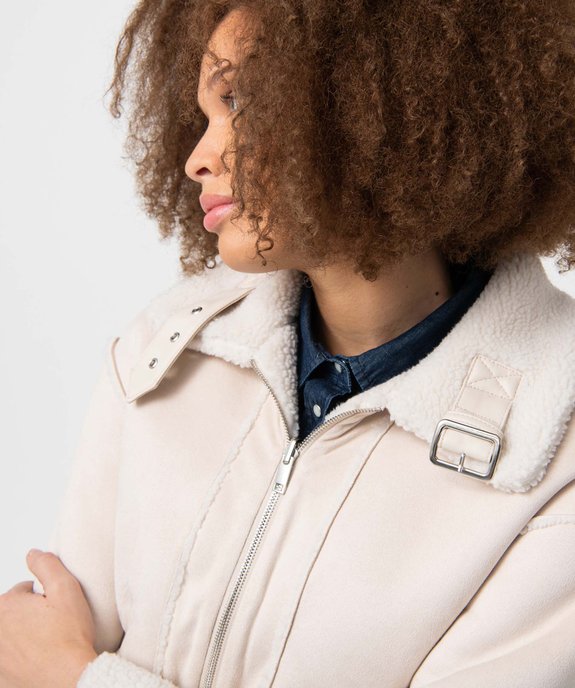 Blouson femme réversible en suédine et sherpa - LuluCastagnette vue5 - LULUCASTAGNETTE - GEMO