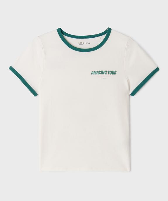 Tee-shirt manches courtes en coton stretch imprimé devant et dos fille  vue1 - GEMO 4G FILLE - GEMO