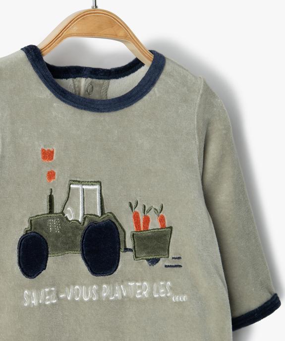 Pyjama bébé garçon en velours avec motif tracteur vue2 - GEMO(BB COUCHE) - GEMO