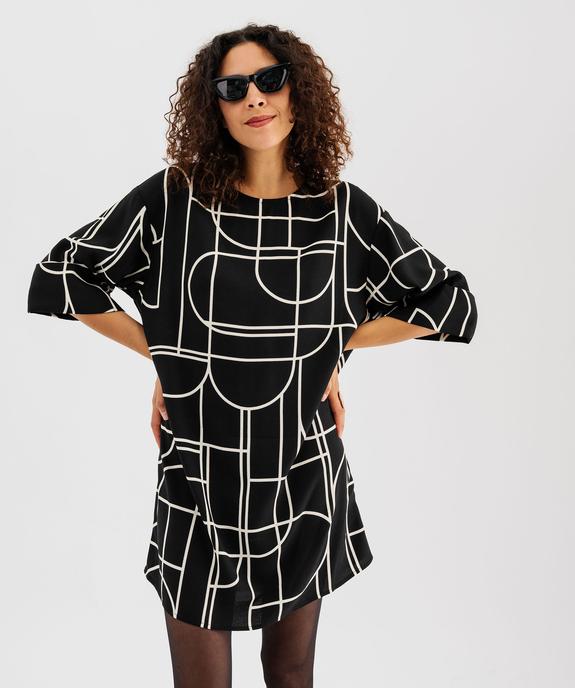 Robe courte coupe droite à motifs graphiques femme vue2 - GEMO 4G FEMME - GEMO