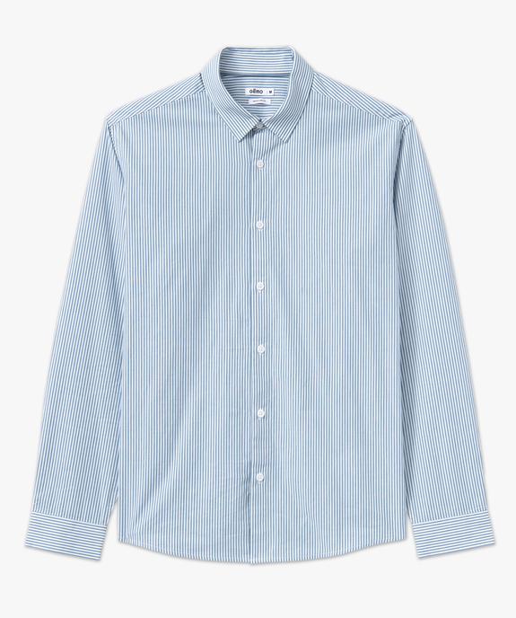 Chemise manches longues à rayures en coton homme vue4 - GEMO (HOMME) - GEMO