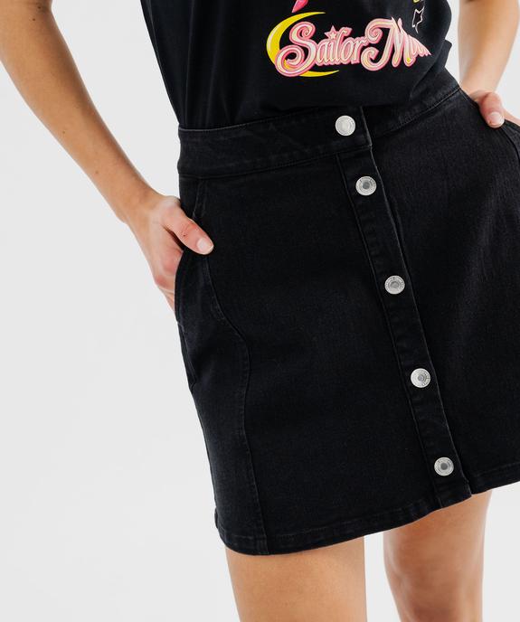 Jupe courte en jean avec boutons femme  vue2 - GEMO 4G FEMME - GEMO