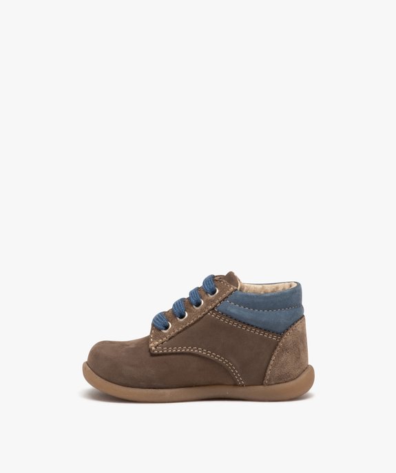 Chaussures premiers pas bébé garçon bicolores en cuir suédé vue3 - PREMIER PRIX BY GEMO - GEMO