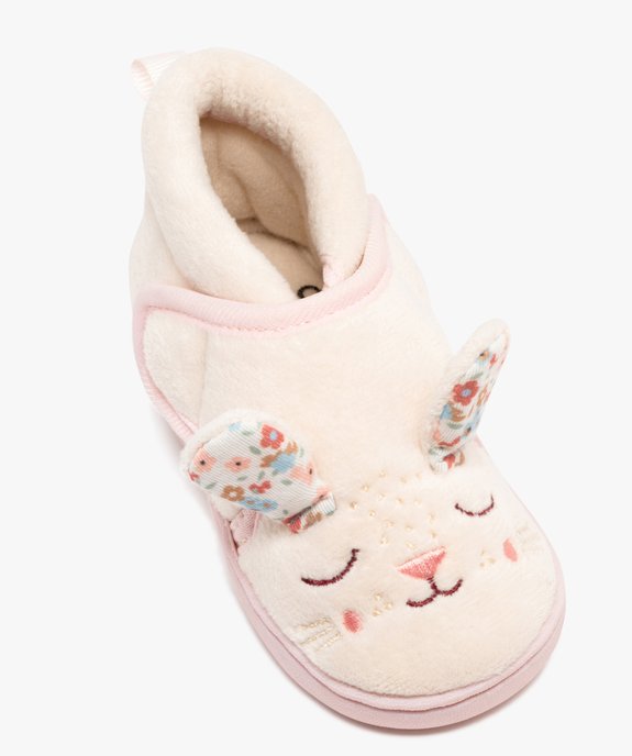 Chaussons bébé fille bottillons à scratch tête de lapin vue5 - GEMO 4G BEBE - GEMO