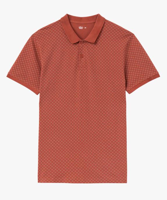 Polo manches courtes en maille piquée à petits motifs homme vue7 - GEMO 4G HOMME - GEMO