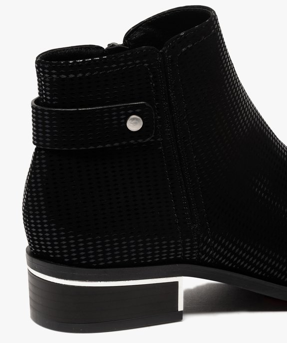 Boots femme unies dessus en suédine à motifs vernis vue6 - GEMO (CASUAL) - GEMO