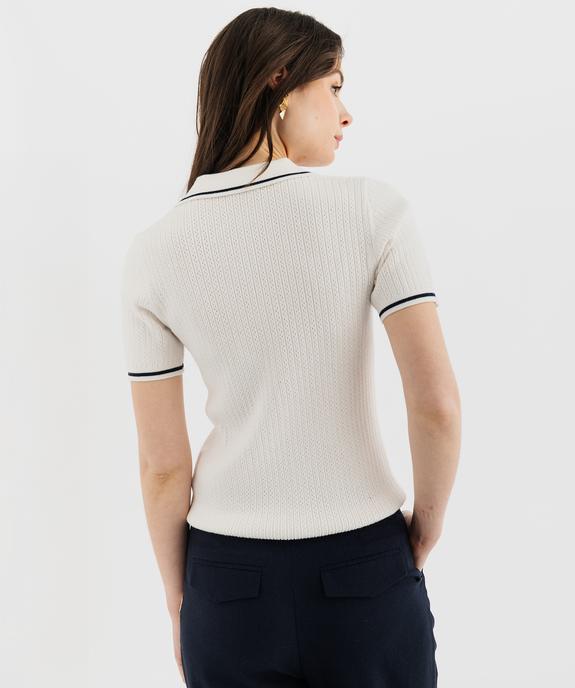 Pull à manches courtes façon polo femme - LuluCastagnette vue4 - LULU CASTAGNETTE GEMO FOR GOOD - GEMO