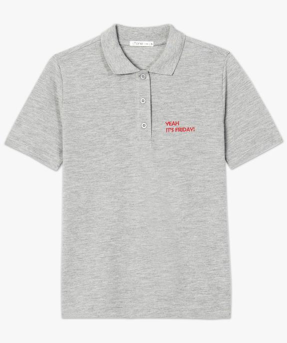 Polo à manches courtes pour femme avec inscription brodée vue4 - FOLLOW ME - GEMO