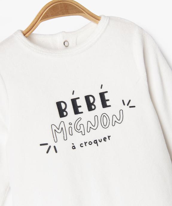 Pyjama en velours bébé avec message sur le buste vue2 - GEMO(BB COUCHE) - GEMO
