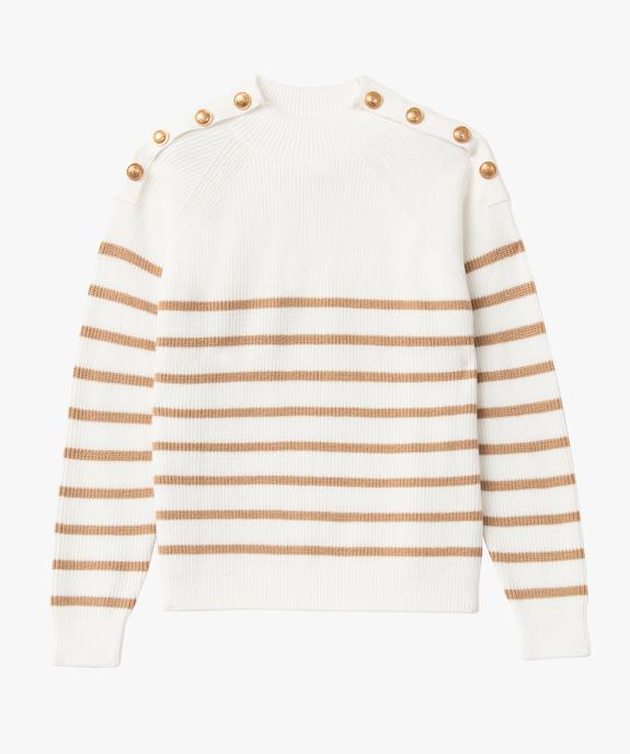 Pull rayé avec boutons sur les épaules femme vue4 - GEMO 4G FEMME - GEMO