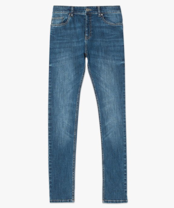 Jean homme skinny délavé avec plis sur les hanches vue4 - GEMO (HOMME) - GEMO