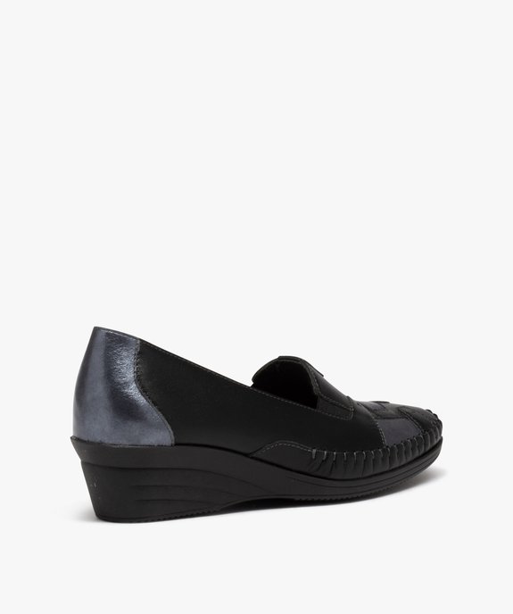 Mocassins femme confort en cuir à semelle compensée et empiècements vue4 - G'FLEX GEMO FOR GOOD - GEMO
