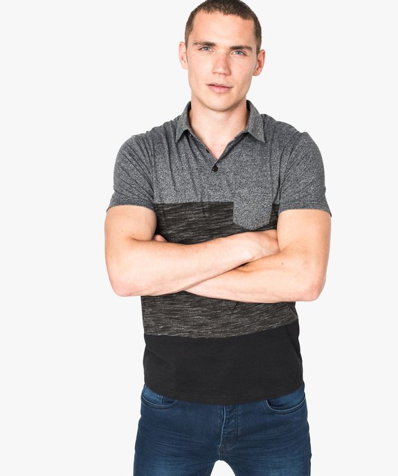 Polo manches courtes multi-matières vue1 - GEMO (HOMME) - GEMO