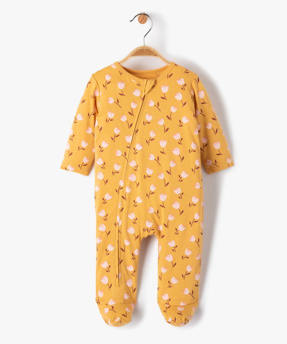Pyjama bébé en coton à zip ventral et motif fleuri vue1 - GEMO(BB COUCHE) - GEMO