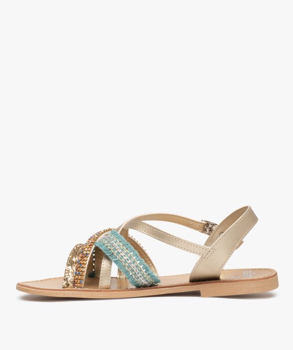 Sandales femme à talon plat et brides fantaisie brillantes vue3 - GEMO (CASUAL) - GEMO