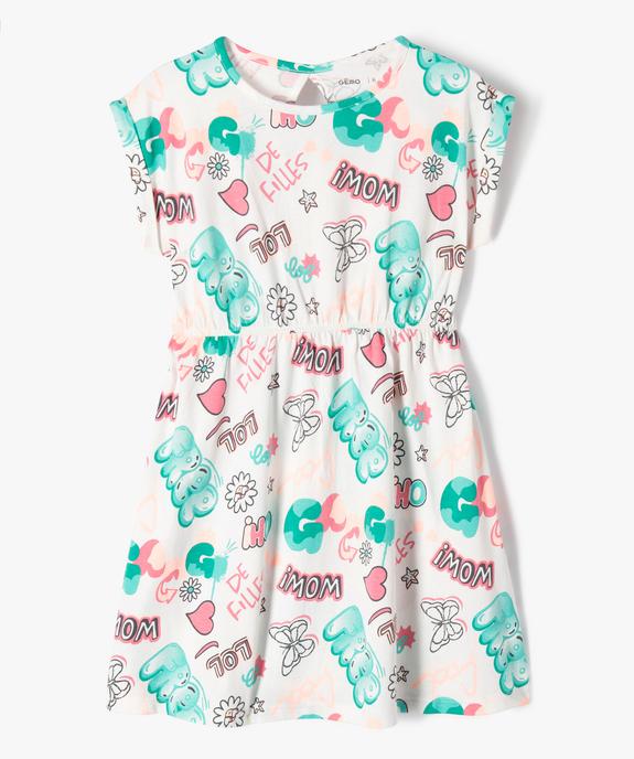 Robe à manches courtes en coton avec motif sur le buste fille vue1 - GEMO 4G FILLE - GEMO