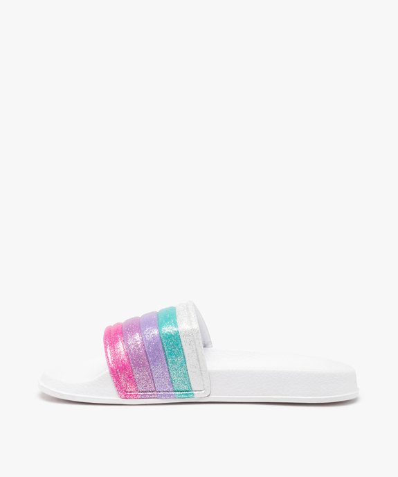 Mules de piscine fille à bandeau arc-en-ciel pailleté vue3 - GEMO (ENFANT) - GEMO