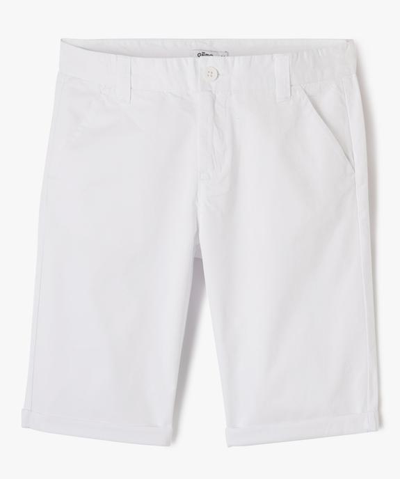 Bermuda en toile avec revers cousus garçon vue1 - GEMO (JUNIOR) - GEMO