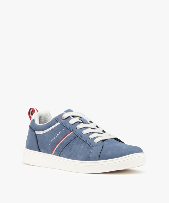 Baskets homme en suédine unie et détails contrastants vue3 - GEMO (CASUAL) - GEMO