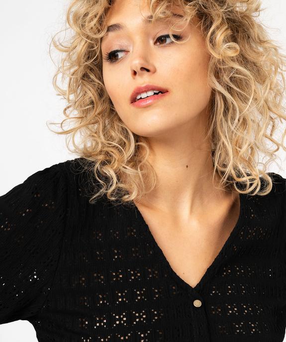 Tee-shirt à manches longues en maille ajourée femme vue2 - GEMO(FEMME PAP) - GEMO
