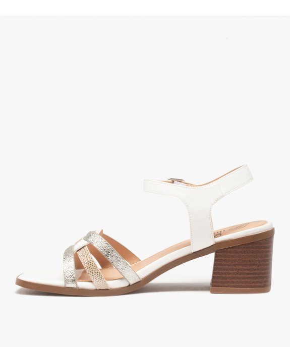 Sandales femme à talon carré et brides entrelacées vue3 - GEMO(URBAIN) - GEMO