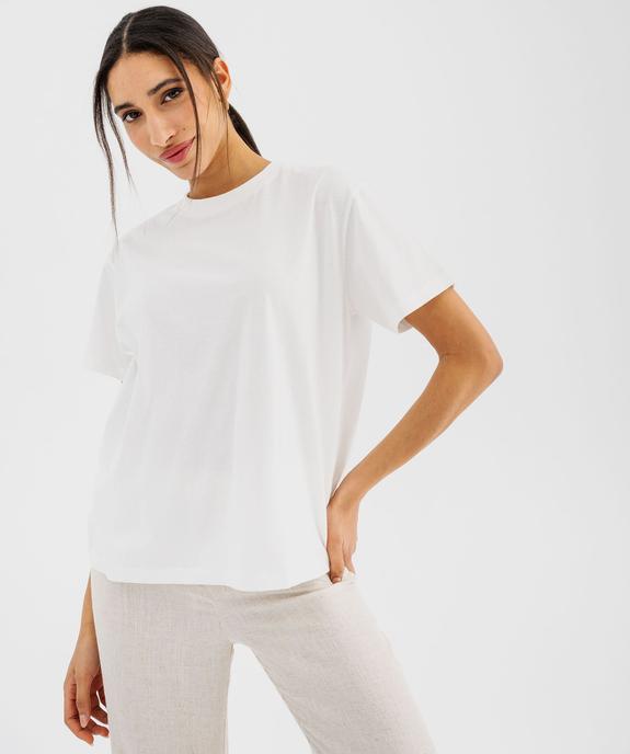 Tee-shirt manches courtes col rond uni en coton femme vue1 - GEMO 4G FEMME - GEMO
