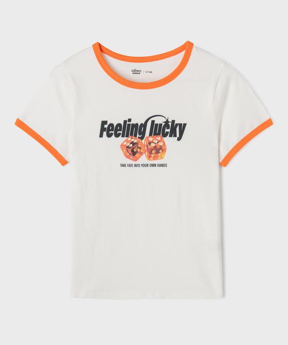 Tee-shirt manches courtes en jersey de coton imprimé fille vue1 - GEMO 4G FILLE - GEMO