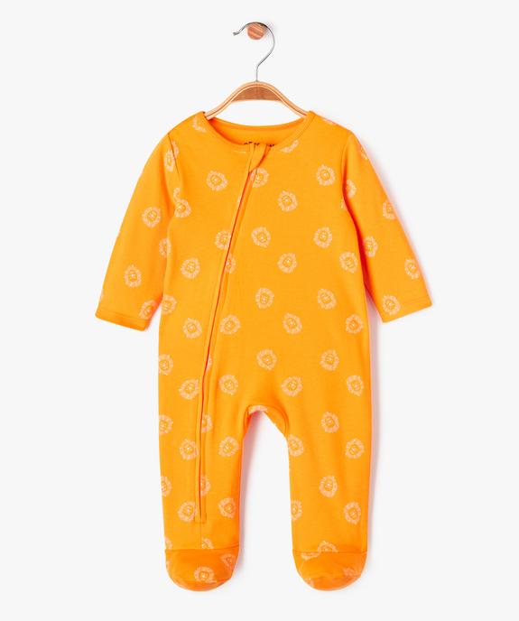 Pyjama en coton zippé devant à motifs lions bébé garçon vue1 - GEMO 4G BEBE - GEMO