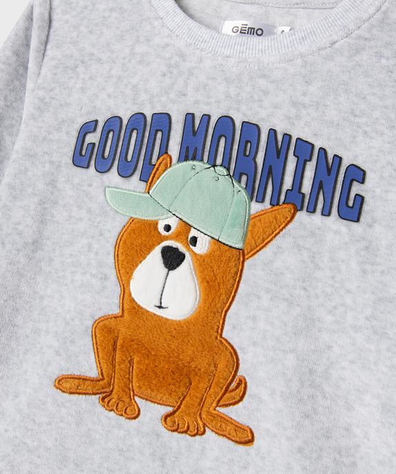Pyjama en velours 2 pièces bicolore motif chien garçon vue2 - GEMO (ENFANT) - GEMO