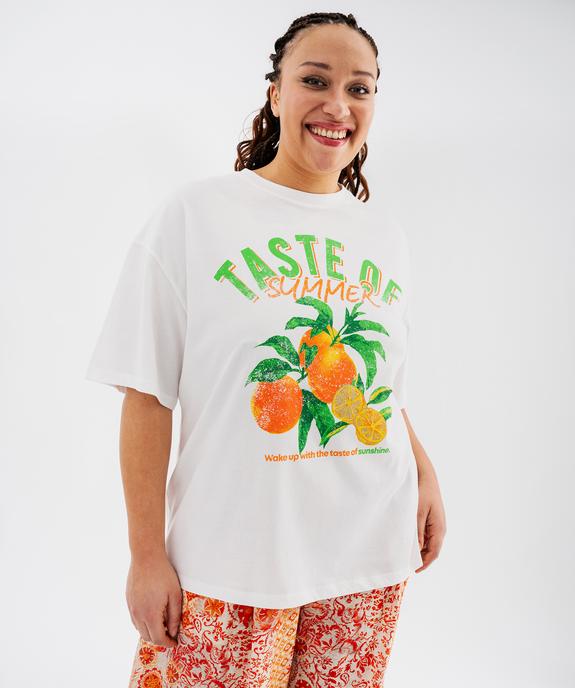 Tee-shirt manches courtes en jersey de coton imprimé femme grande taille vue1 - GEMO (G TAILLE) - GEMO