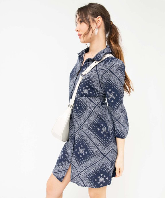 Robe femme imprimée à manches longues et col chemise vue1 - GEMO(FEMME PAP) - GEMO