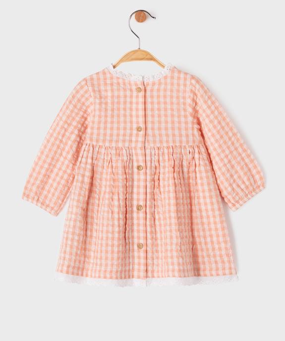 Robe à motif vichy et dentelle bébé fille vue3 - GEMO(BB COUCHE) - GEMO