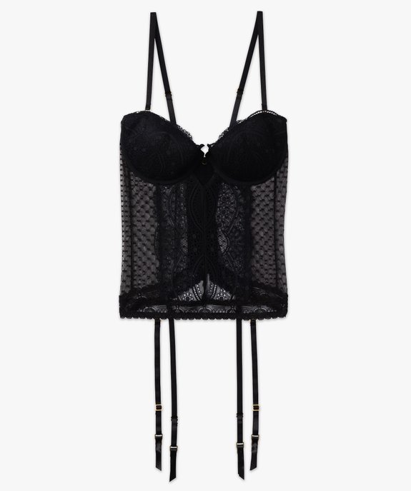 Guêpière en dentelle avec jarretelles amovibles vue4 - GEMO(HOMWR FEM) - GEMO