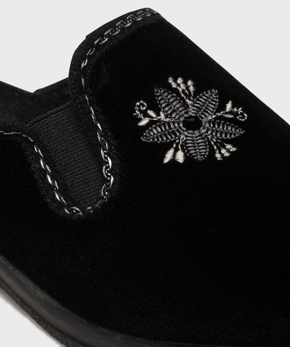 Chaussons mules dessus velours avec talon compensé femme vue6 - G'FLEX - GEMO