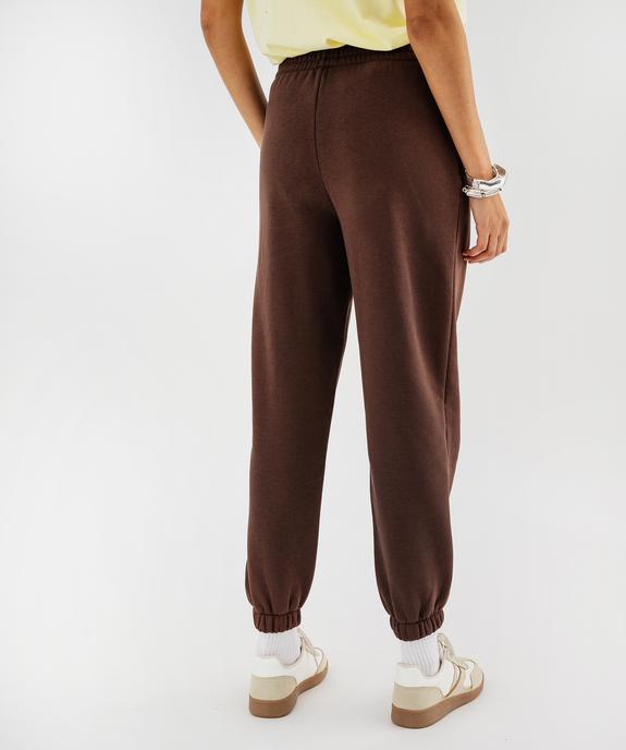 Pantalon de jogging en molleton uni à taille élastiquée femme vue3 - GEMO 4G FEMME - GEMO